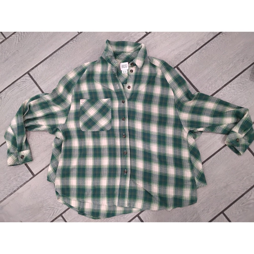 BDG Green Plaid Oversized Flannel Shirt Women's XS